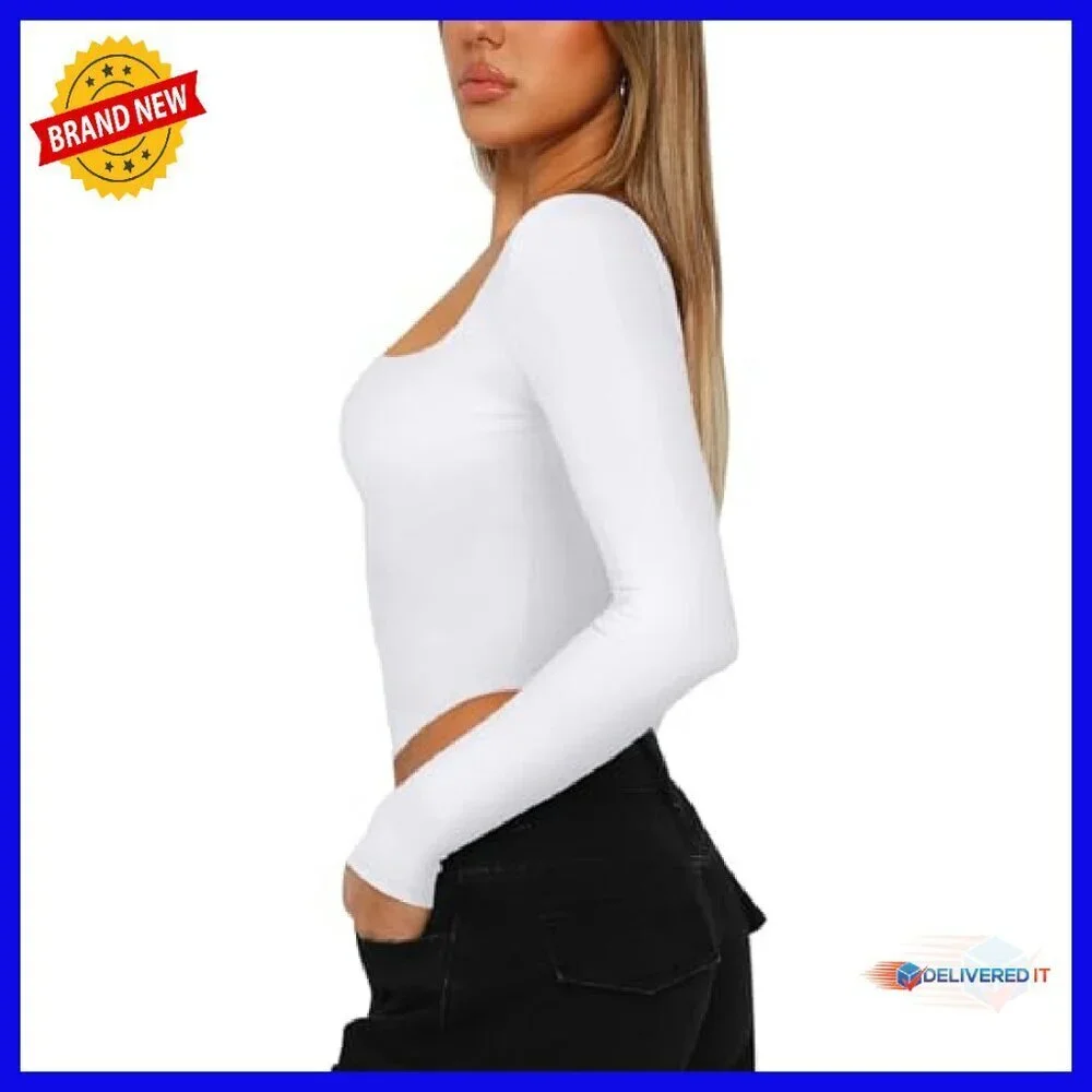 Long Sleeve Square Neck Backless Corset Crop Top Y2K Going Out